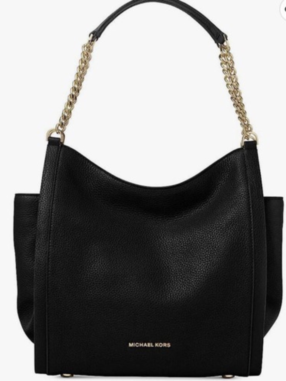 MICHAEL KORS BLACK LEATHER SHOULDER BAG WITH TAGS